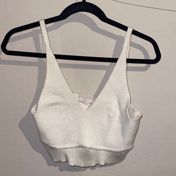 White Ribbed Knit Cropped Shirt Size XL - Picture 6 of 8